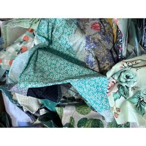 Cotton Fabric Remnants 3 Pounds Quilting Sewing Scrap Lot Cool Colorway Palette